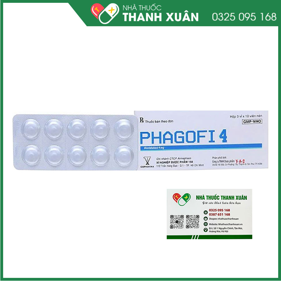 Thuốc Phagofi 4 giúp hỗ trợ và dự phòng hen phế quản cấp và mãn tính, hỗ trợ điều trị viêm mũi dị ứng